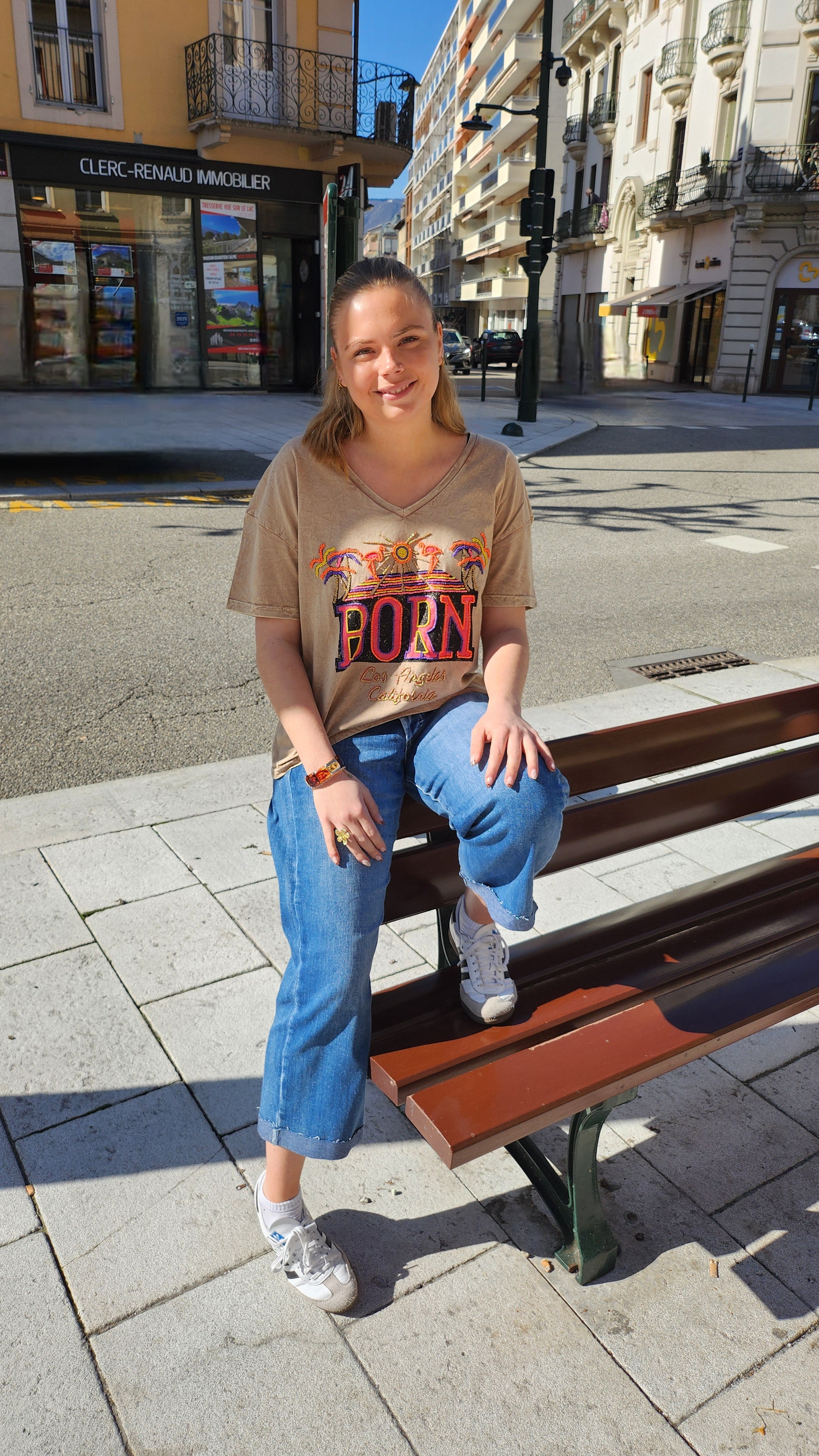 T-shirt fluide Born beige