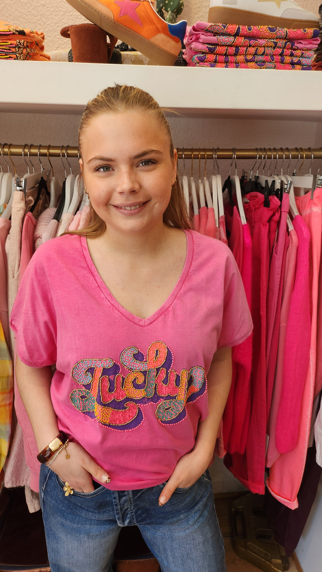 T-shirt perlé Lucky Rose