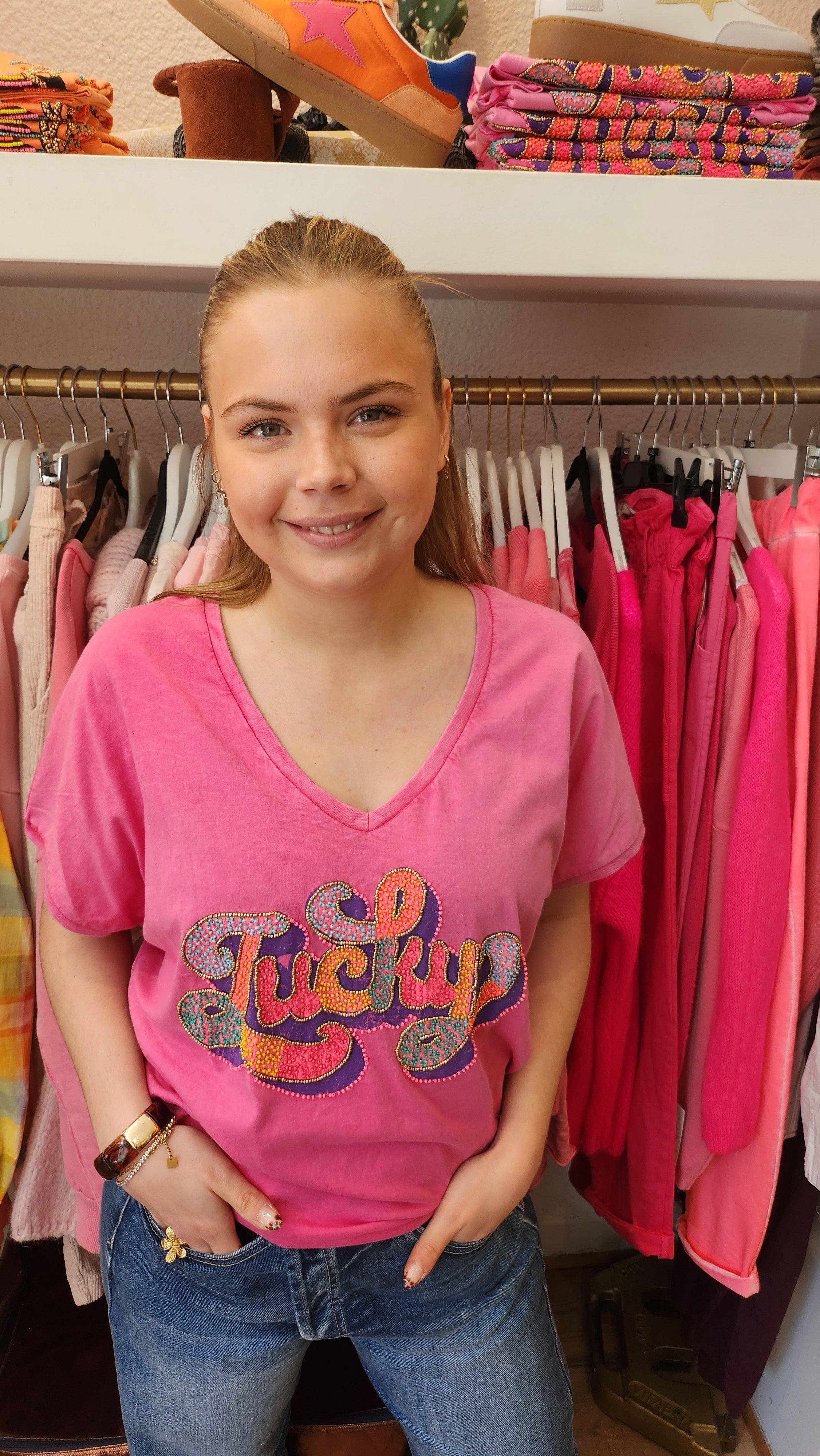 T-shirt perlé Lucky Rose