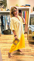 Robe longue dégradée jaune