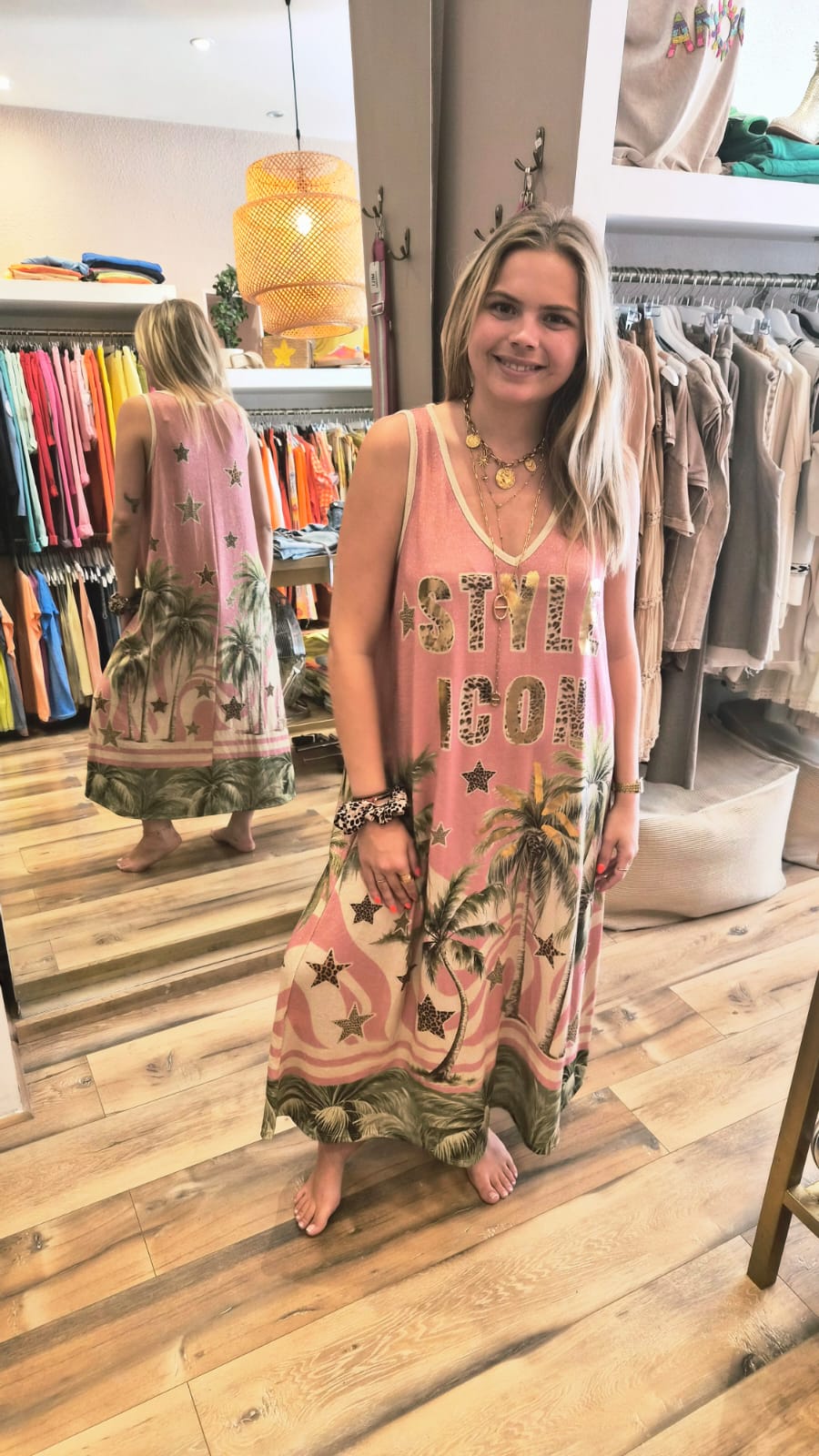 Robe Longue Style Rose Tropical
